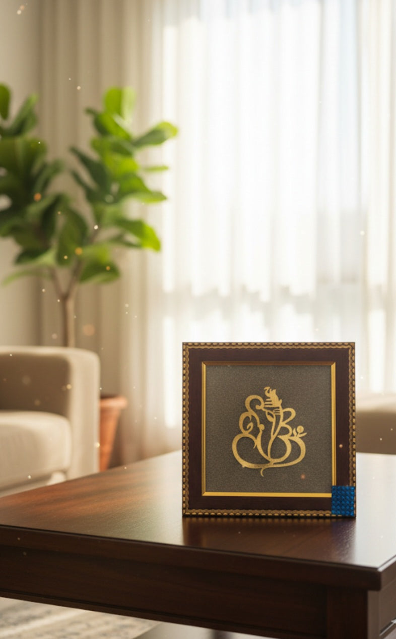 Ganesh Ji on Raw Pyrite Frame