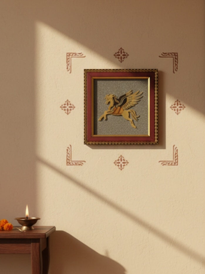 Flying Horse on Raw Pyrite Frame