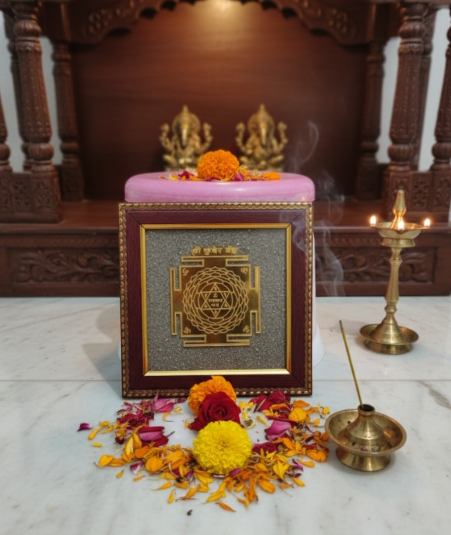 Kuber Yantra on Raw Pyrite Frame