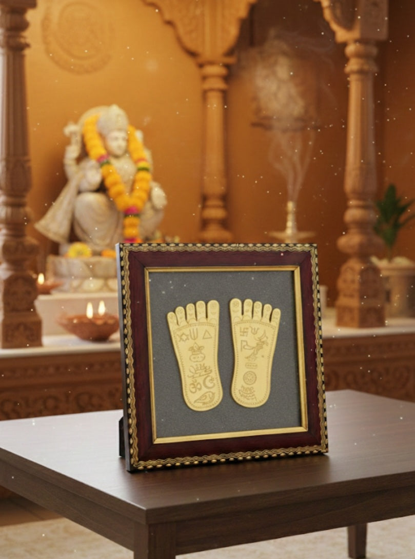 Maa Lakshmi Charan Paduka on Pyrite Frame