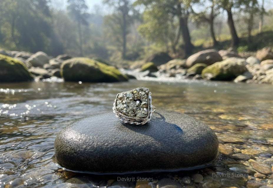 Raw Pyrite Drop Pendant