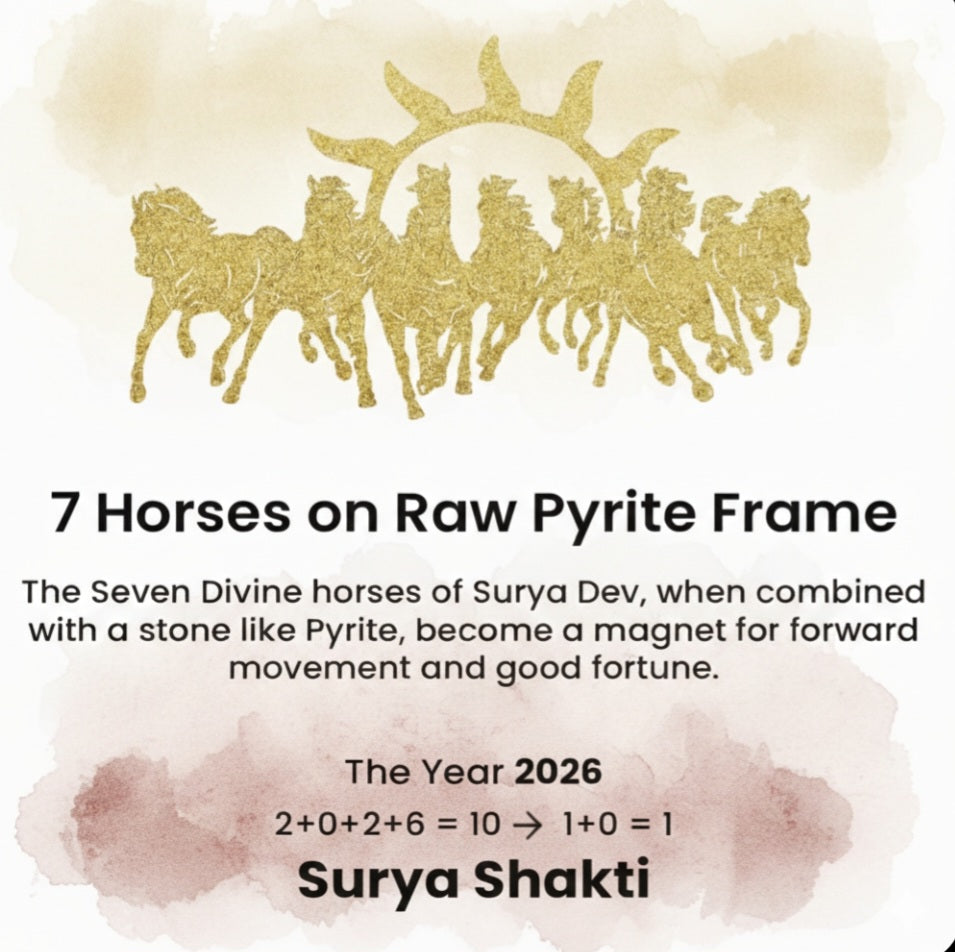 7 Horses on Raw Pyrite Frame