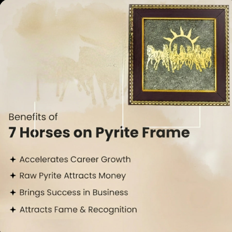 7 Horses on Raw Pyrite Frame