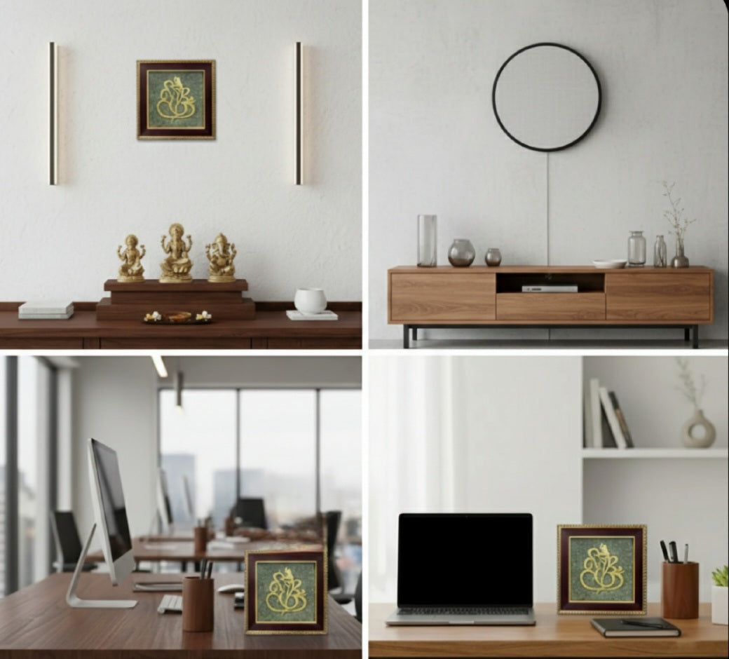 Ganesh Ji on Raw Pyrite Frame