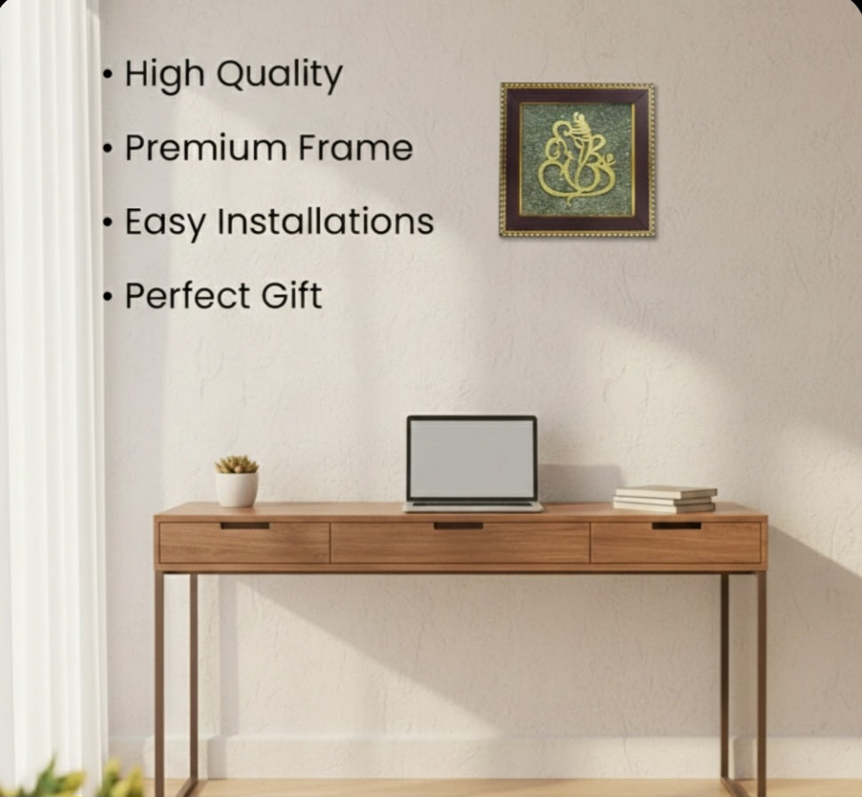 Ganesh Ji on Raw Pyrite Frame