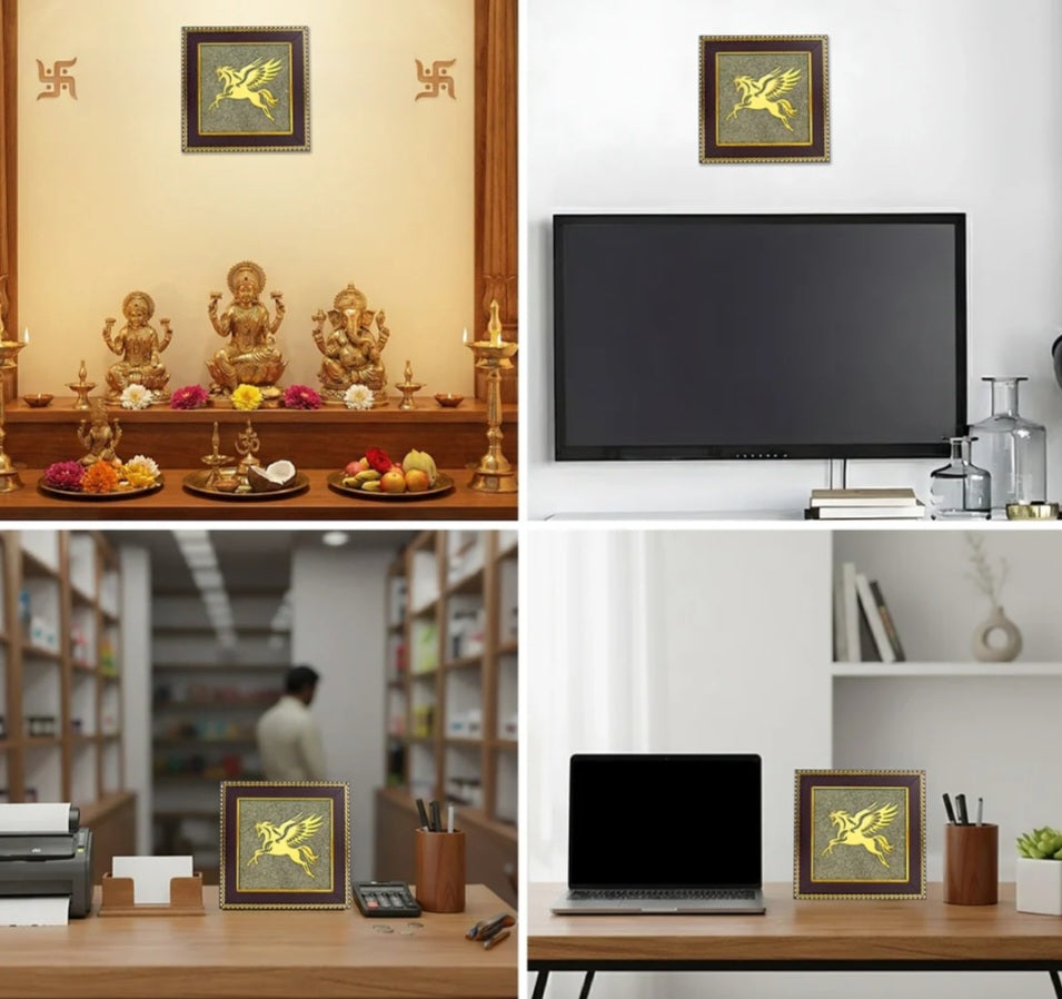 Flying Horse on Raw Pyrite Frame