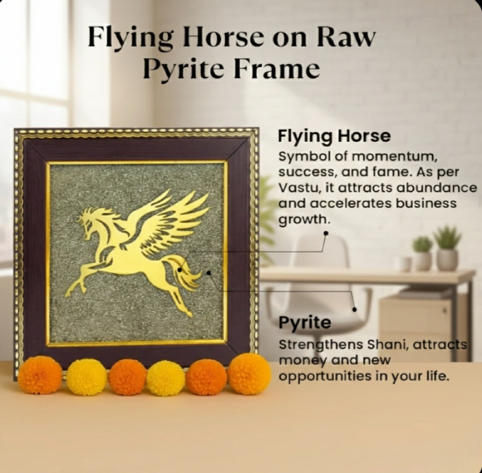 Flying Horse on Raw Pyrite Frame