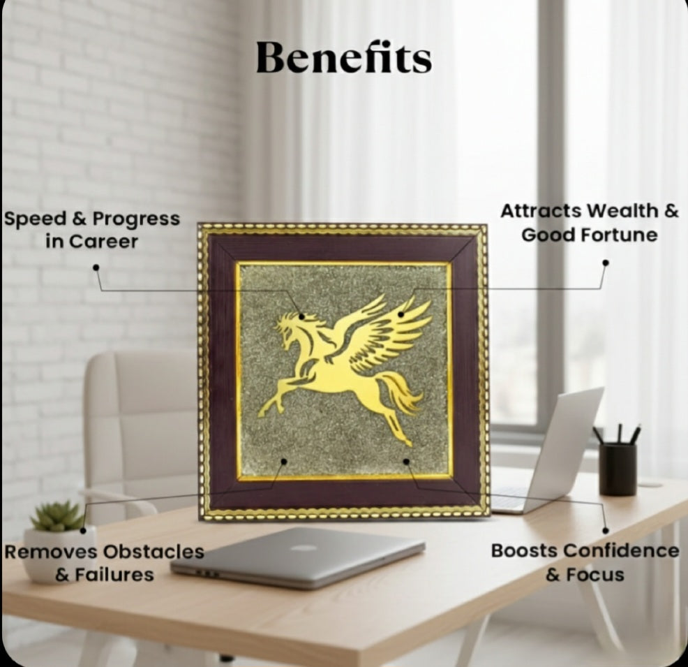 Flying Horse on Raw Pyrite Frame