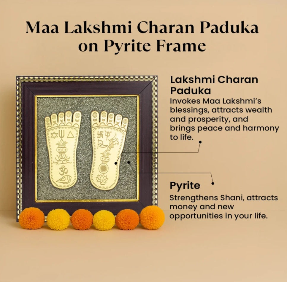 Maa Lakshmi Charan Paduka on Pyrite Frame