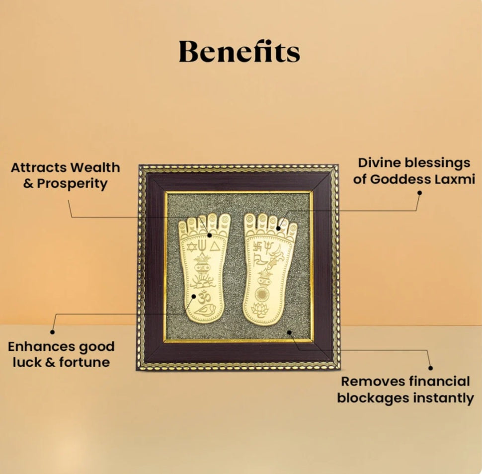 Maa Lakshmi Charan Paduka on Pyrite Frame