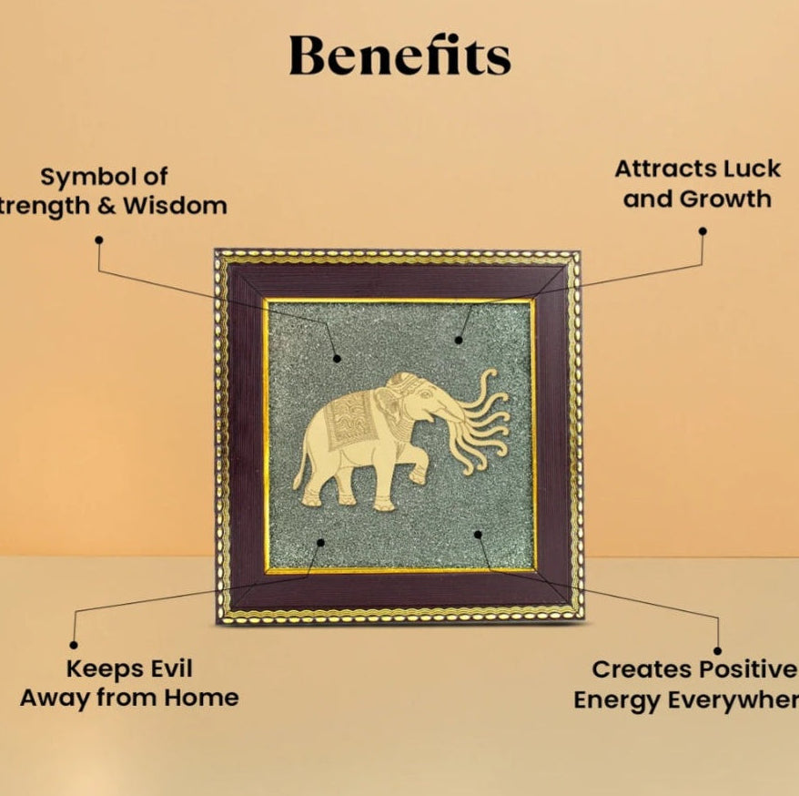 7 Trunk Elephant - Airavata on Raw Pyrite Frame